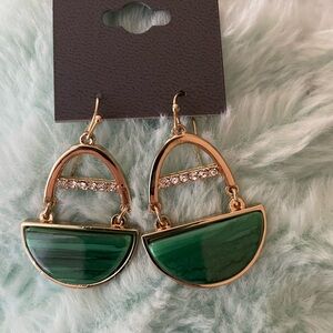 Express Green and Gold Half-Moon Earrings